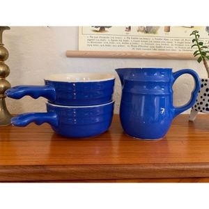 Vintage Oxford Stoneware Pitcher + Soup Crock Set